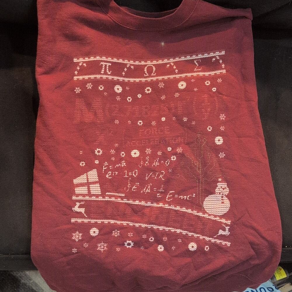 Hanes EcoSmart NASA Christmas Graphic Fleece Crewneck Pullover Red 2XL